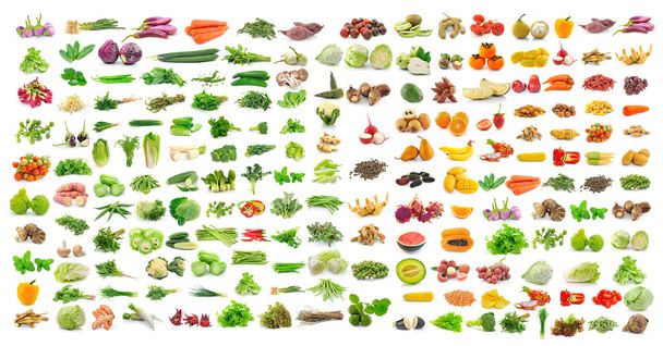σύνολο των λαχανικών και φρούτων σε άσπρο φόντο - Φωτογραφία, εικόνα