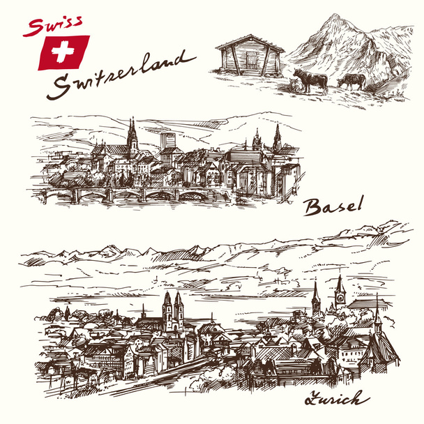 Švýcarsko - han vykreslen nastavena - Vektor, obrázek