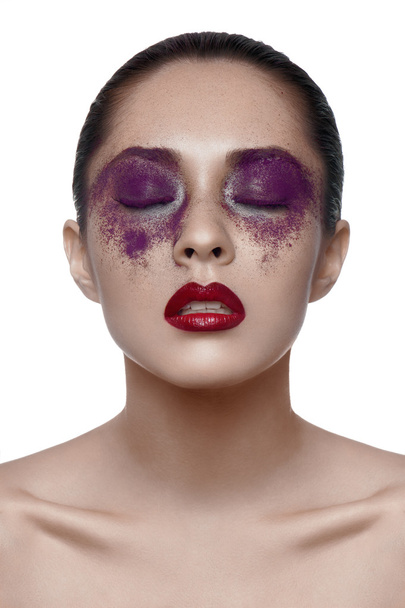 Beauty asian Girl with purple Makeup - Foto, Imagem