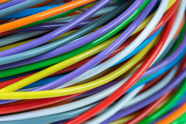 Multicolored fiber optic cable network - Photo, Image