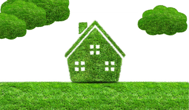 Abstract green grass house icon - Foto, Bild