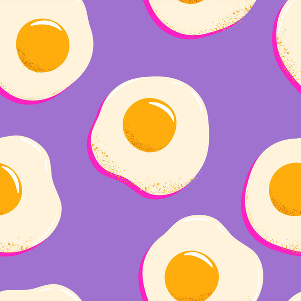 Lumineux contraste vectoriel motif pop art sans couture avec des œufs frits. Illustration dessinée à la main - Vecteur, image