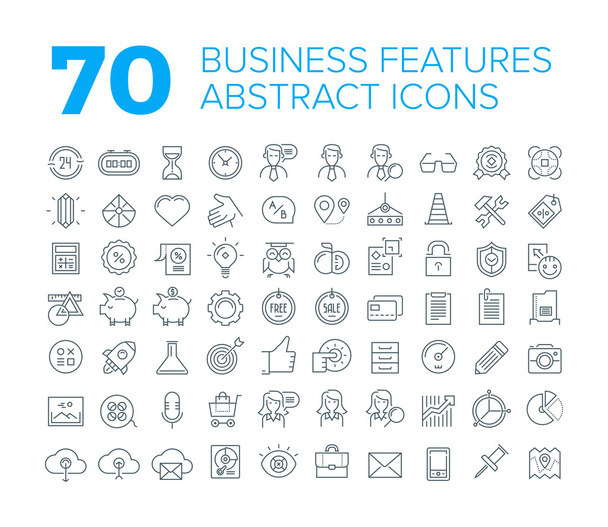 70 тонка лінія універсальний бізнес ікони - Вектор, зображення