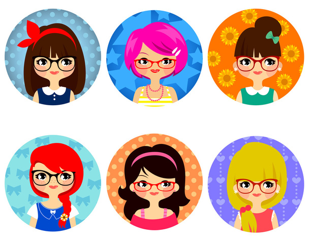 Girls with glasses - Vector, Image