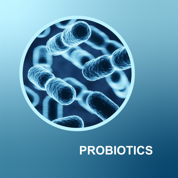 Probiotica voor organismen. Microbioom in het immuunsysteem. Menselijke gezondheidszorg achtergrond. 3d-rendering - Foto, afbeelding