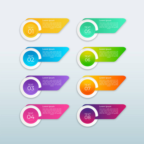 Diseño de plantillas de infografías empresariales de 8 pasos - Vector, imagen