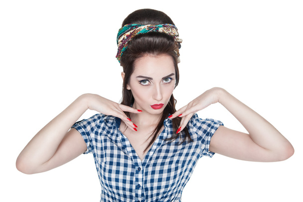 Young beautiful woman in retro pin-up style isolated  - Foto, afbeelding