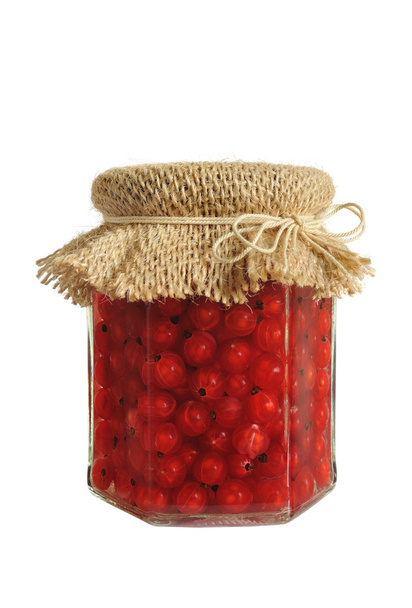 zajmujący się produkcją konserw porzeczki czerwone jagody w słoiku - Zdjęcie, obraz