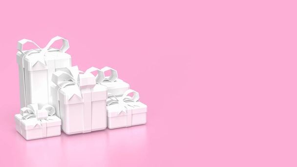 Pembe arka planda beyaz hediye kutusu 3D görüntüleme - Fotoğraf, Görsel