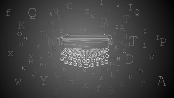 horizontaler abstrakter Hintergrund mit Schreibmaschine und Buchstaben - Vektor, Bild