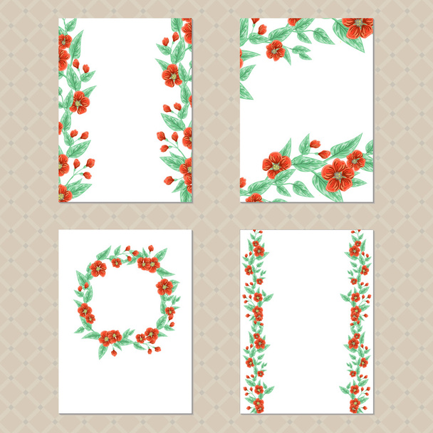Four floral cards - Wektor, obraz