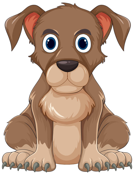 Leuke cartoon puppy met grote blauwe ogen - Vector, afbeelding