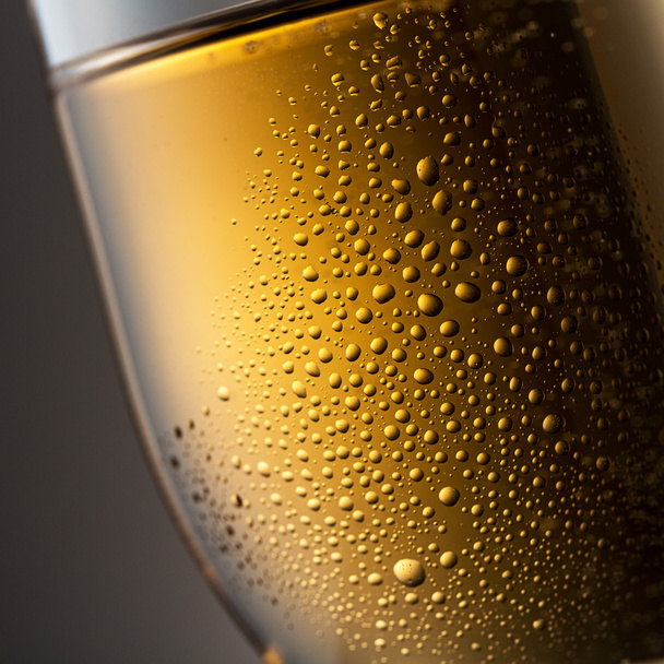 Gros plan d'un verre de champagne avec rosée
 - Photo, image