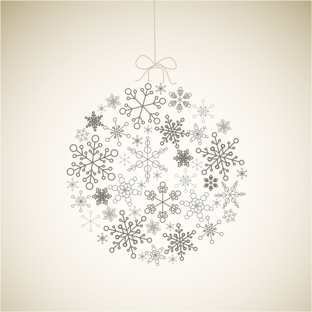 Vektor-Weihnachtskugel aus grauen einfachen Schneeflocken - Vektor, Bild