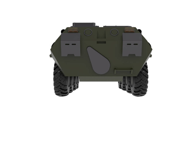 Panzerfahrzeug isoliert auf dem Hintergrund. 3D-Darstellung - Illustration - Foto, Bild