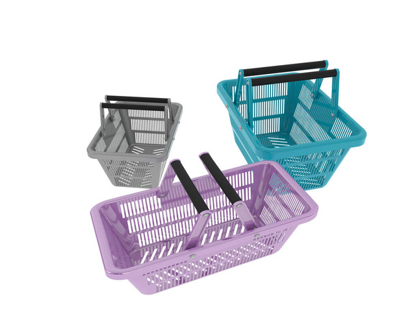 shopping carts isolated on white background. 3d rendering - illustration - Photo, Image