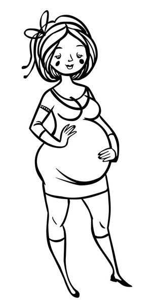 Αστείες διάνυσμα γελοιογραφία έγκυο γυναίκα  - Διάνυσμα, εικόνα