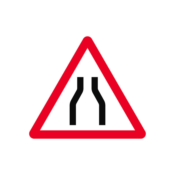 Wąska droga przed znakiem drogowym - Wektor, obraz