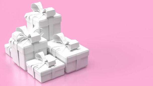 Pembe arka planda beyaz hediye kutusu 3D görüntüleme - Fotoğraf, Görsel