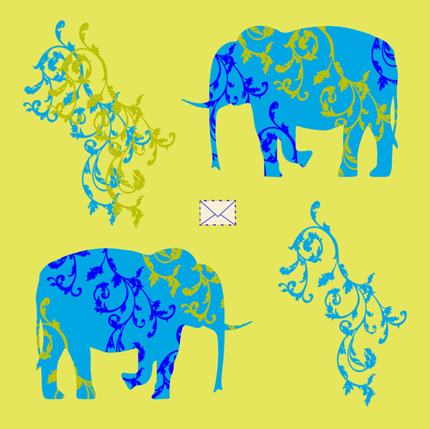 Tarjeta con elefantes
 - Vector, imagen