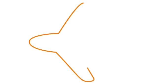 Animated orange plane is drawn. Linear symbol. Concept of travel. Looped video. Line vector illustration isolated on white background. - Footage, Video