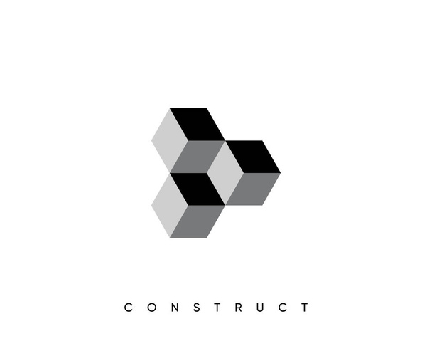 Építsd fel a logót. 3D-s építkezési vektor jel. Építészeti, tervezési és szerkezeti tervezés. - Vektor, kép