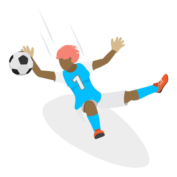 Ensemble vectoriel plat 3D isométrique de personnages féminins de football, joueuses de football. Point 5 - Vecteur, image