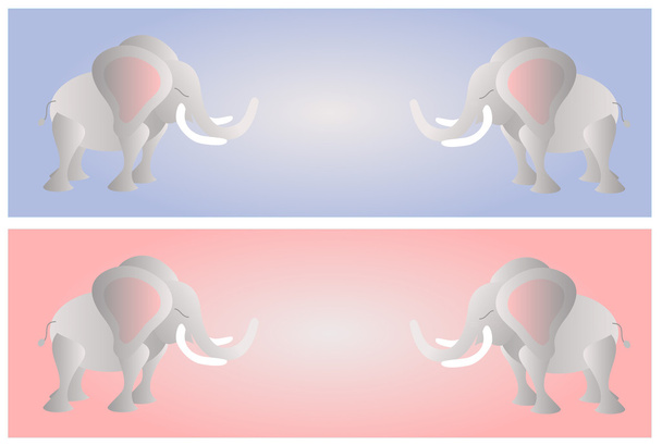 olifanten op de roze en blauwe achtergrond - Vector, afbeelding