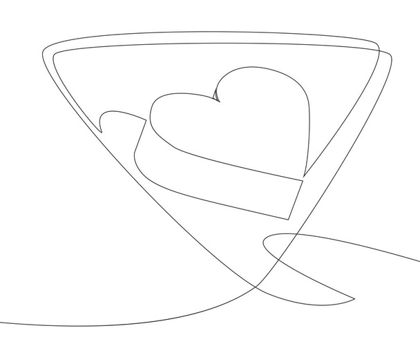 Una línea continua de burbuja del habla con el corazón. Thin Line Illustration vector Concepto de San Valentín. Dibujo del contorno Ideas creativas. - Vector, Imagen