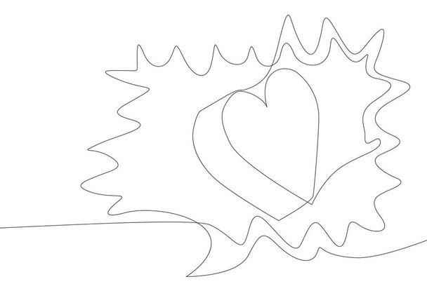 Een continue lijn van spraakzeepbel met Hart. Dunne lijn Illustratie vector Valentijnsdag concept. Contour Creatieve ideeën tekenen. - Vector, afbeelding