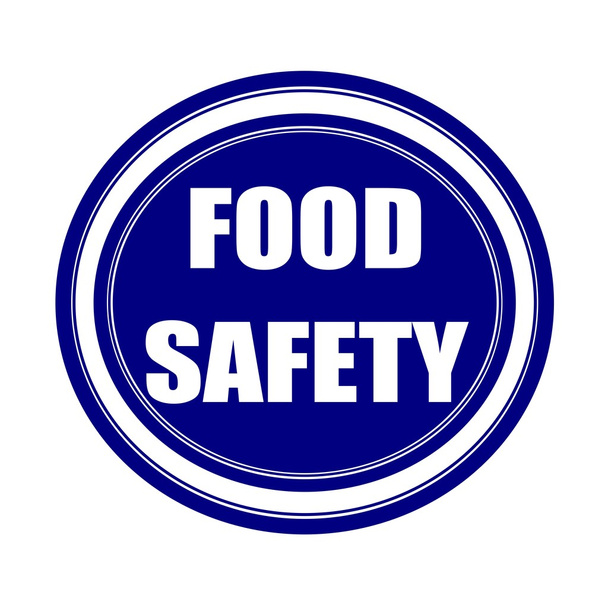 Gıda güvenliği beyaz damga metni blueblack üzerinde - Fotoğraf, Görsel