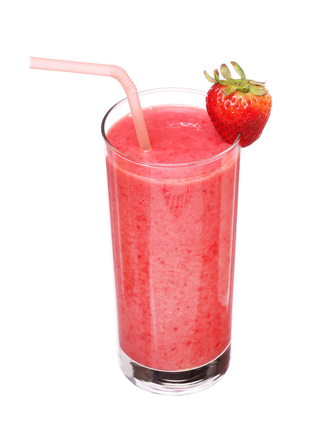 healthy glass of smoothies strawberry flavor isolated on white b - Foto, Bild