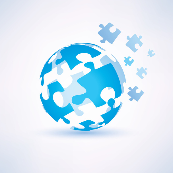Globe gemaakt van puzzel piecies, business en technologie concept - Vector, afbeelding