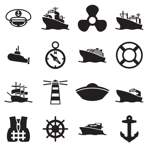 символы лодки и корабля и значок
 - Вектор,изображение