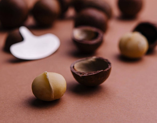macadamia noten close-up - Foto, afbeelding
