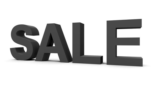SALE - black 3d letters isolated on white - 写真・画像