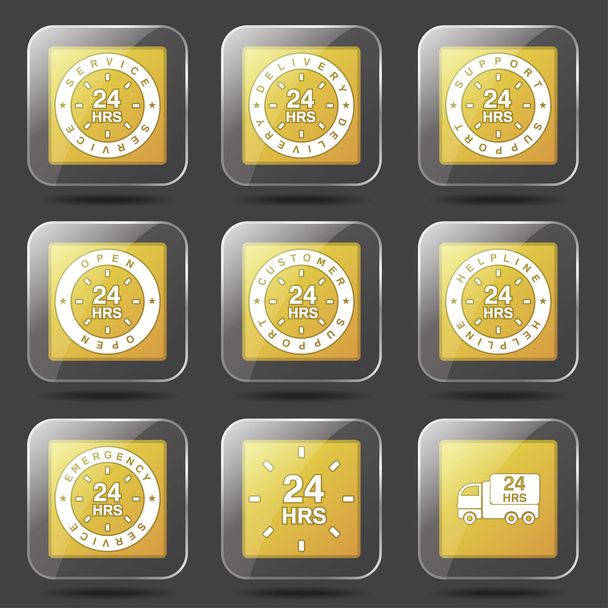 24 Hours Services Icon Set - Vektor, Bild