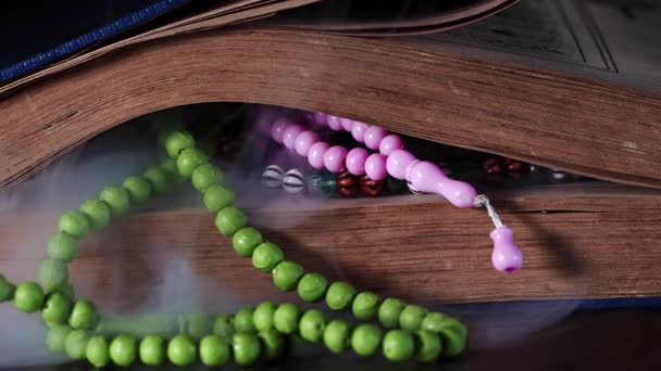 Religion The Book of Islam Quran and Rosary Beads  - Footage, Video
