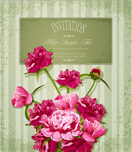 Vector holiday greetings with Peonies - Vetor, Imagem