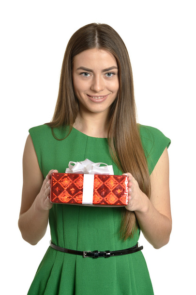 Happy woman with  gift box - Foto, Imagem