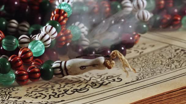 Religion The Book of Islam Quran and Rosary Beads  - Footage, Video