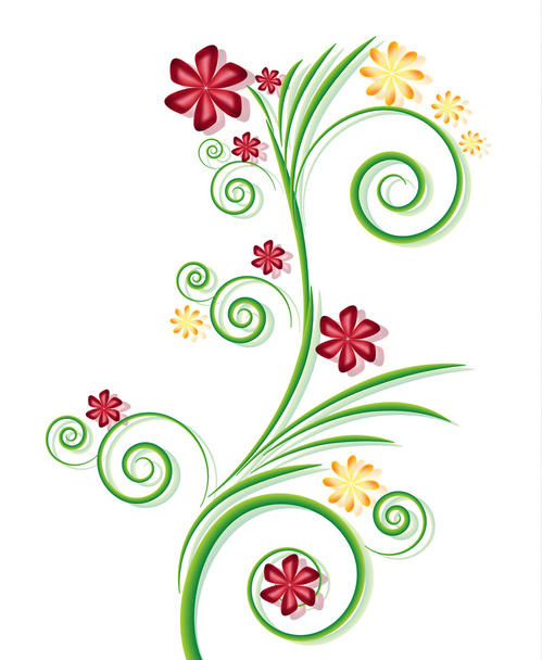 Vector swirls with flowers - Vector, Image