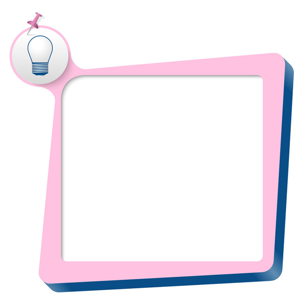 Pink text box and blue bulb icon - Vektori, kuva