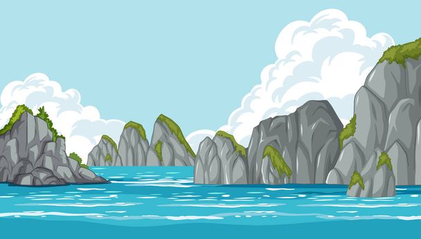 Vector illustration of tranquil seaside cliffs. - Vector, Image