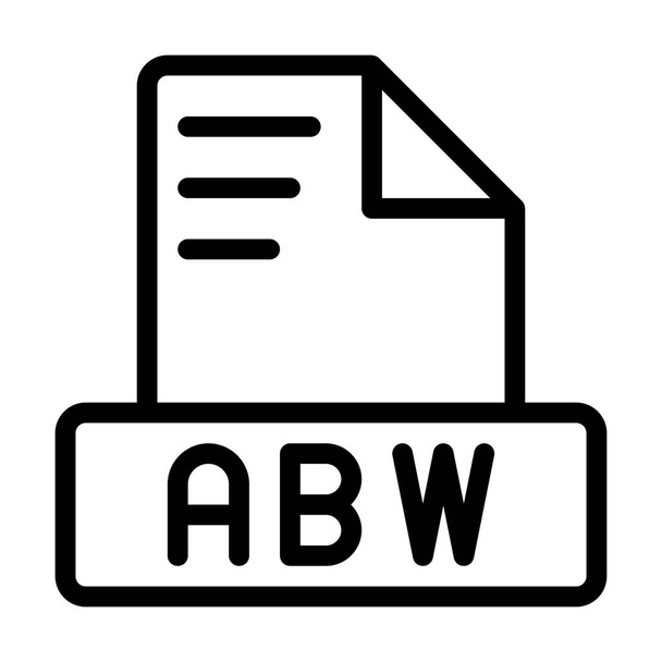 Icono de archivo ABW. Esquema Signo de extensión de archivo. iconos archivos de formato de símbolo. Ilustración vectorial. se puede utilizar para interfaces de sitios web, aplicaciones móviles y software - Vector, Imagen