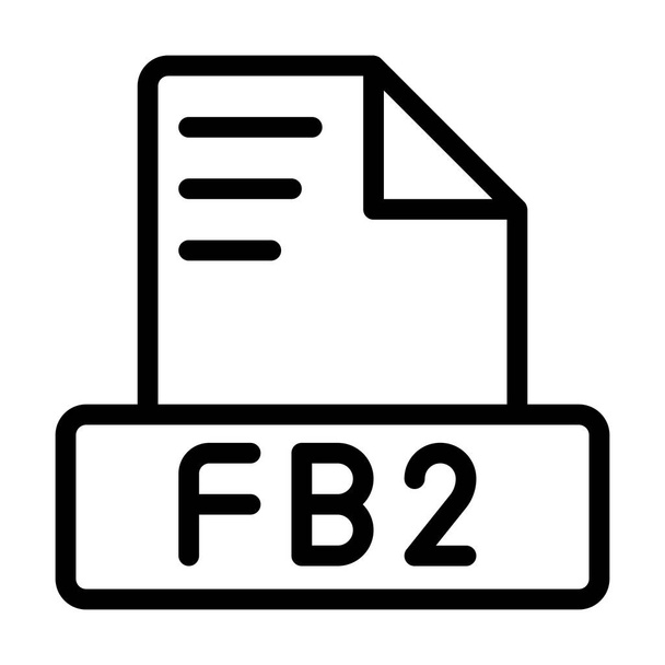 FB2 Dateisymbol. Umrissene Dateierweiterung. Symbole Dateiformat Symbole. Vektorillustration.  - Vektor, Bild