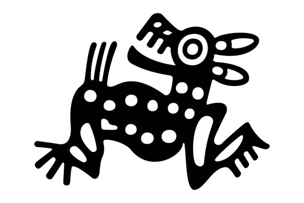 Олень символ стародавньої Мексики. Декоративний ацтековий глиняний штамп, що показує мазалат, як він був знайдений у доколумбовому Веракрусі. Олень, сьомий день знак календаря Ацтеків, пов'язаний з богом Ацтеком Тлалоком. - Вектор, зображення