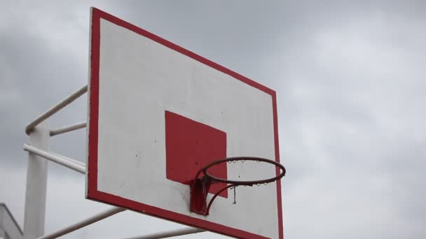 バスケット ボールの学校の校庭にフープを飛行 - 映像、動画
