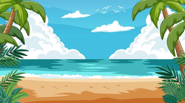 Illustration vectorielle d'une plage tropicale sereine - Vecteur, image