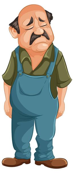 Caricature d'un homme triste et âgé debout seul - Vecteur, image